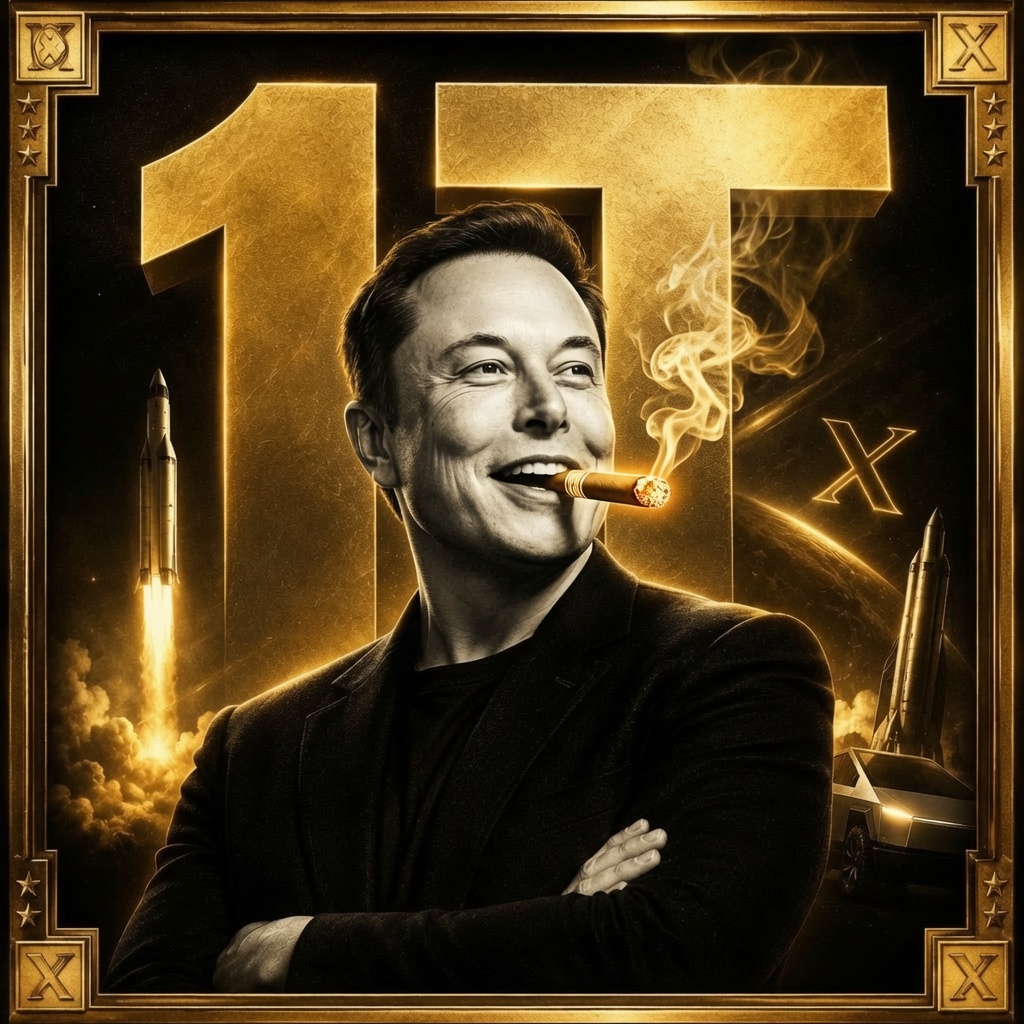 Elon Musk celebrating the trillionaire milestone